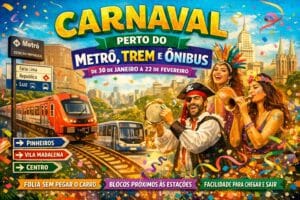 Carnaval 2026 em SP sem carro: guia de blocos perto do Metrô, CPTM e terminais de ônibus (30/01 a 22/02)