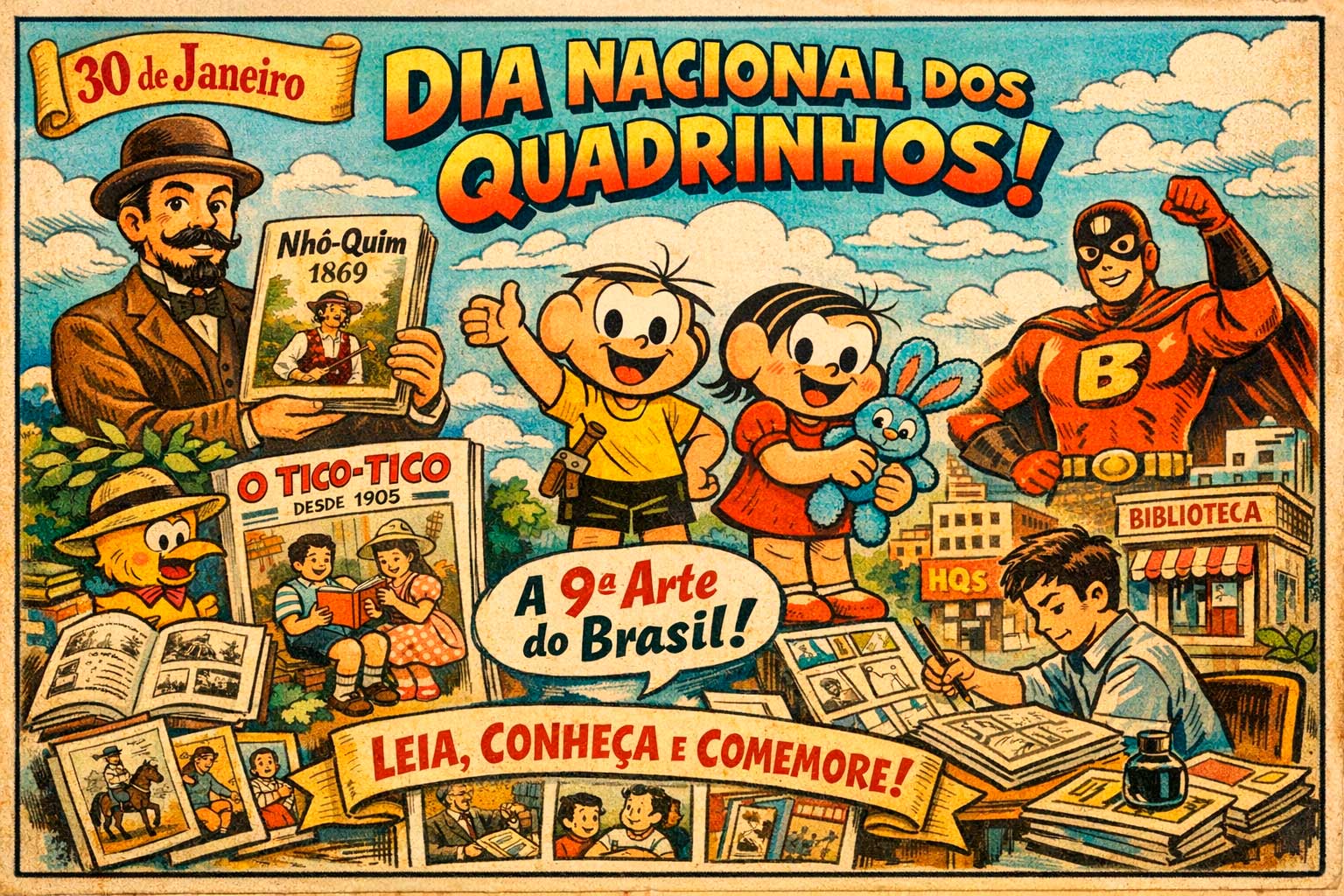 Dia Nacional dos Quadrinhos: por que 30 de janeiro celebra a 9ª arte no Brasil (e como comemorar)