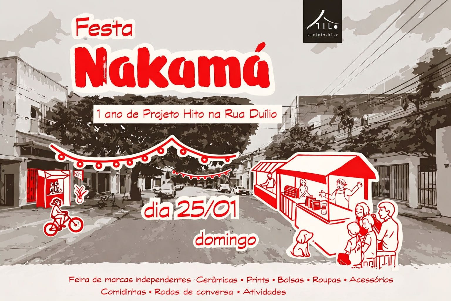 Festa Nakamá em São Paulo: feira criativa, cultura da bike e brincadeiras na Rua Duílio no dia 25/01