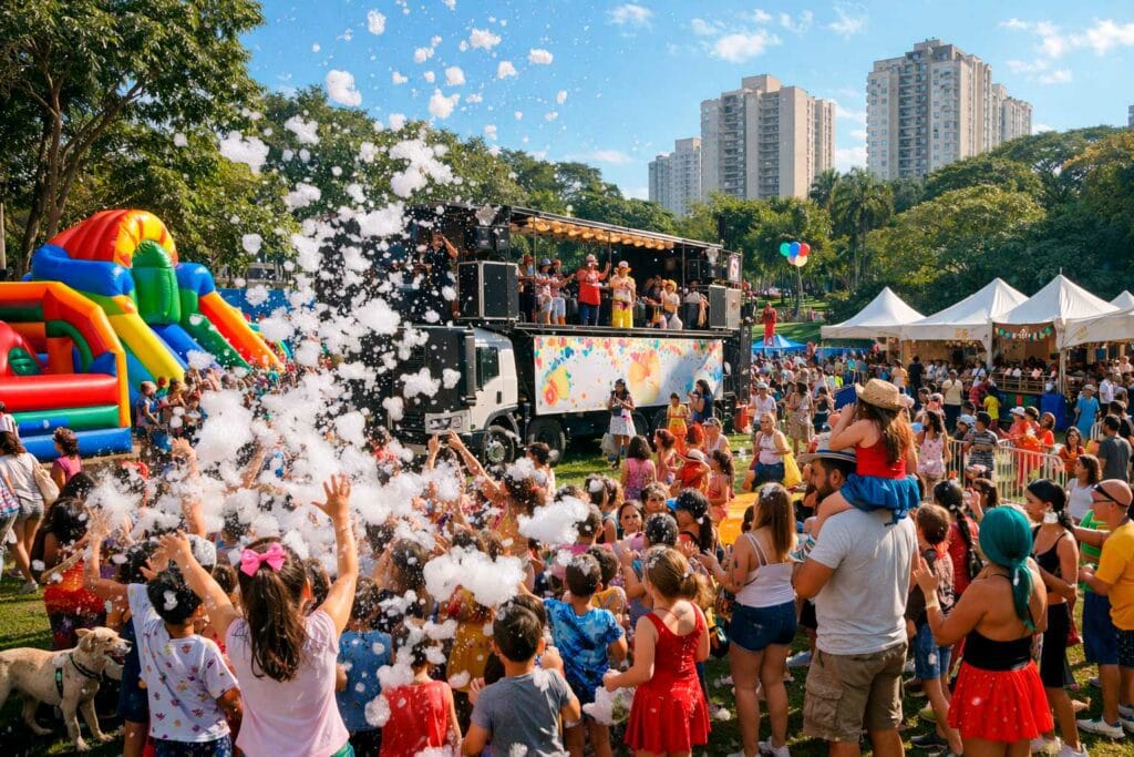 Bloquinho CarnaKids no Parque CERET: carnaval infantil gratuito em SP encerra a folia com shows, espuma e trio elétrico (7 e 8 de março)