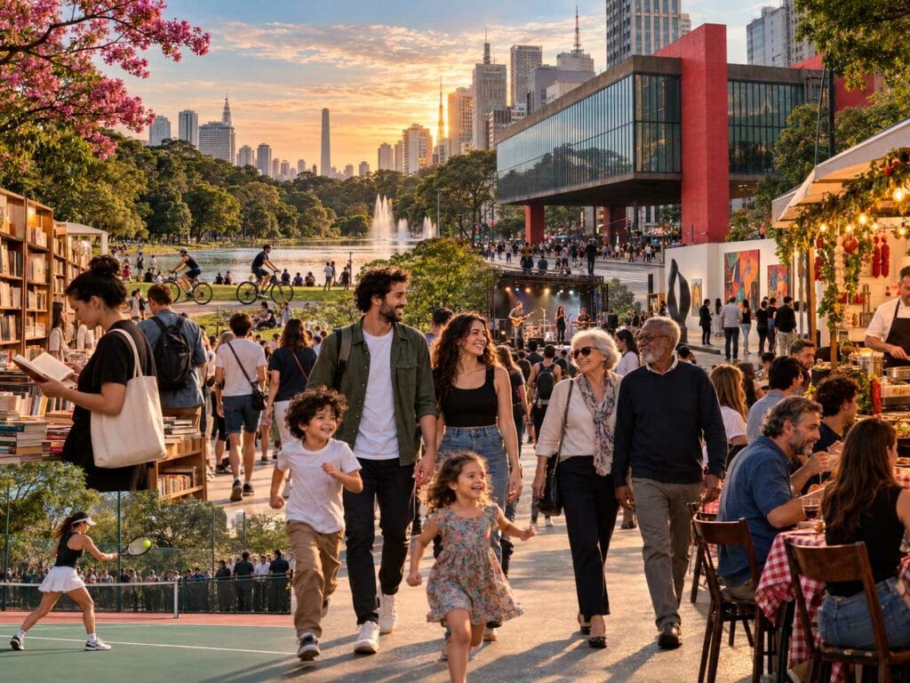 Pessoas aproveitam eventos culturais, parques, gastronomia e exposições em São Paulo durante setembro de 2026